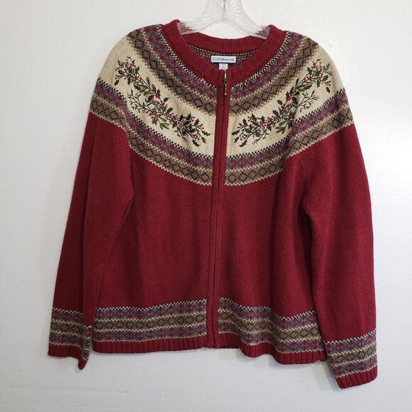 Croft & Barrow Woman's PXL Full Zip Christmas / Winter Cardigan - Picture 8 of 9